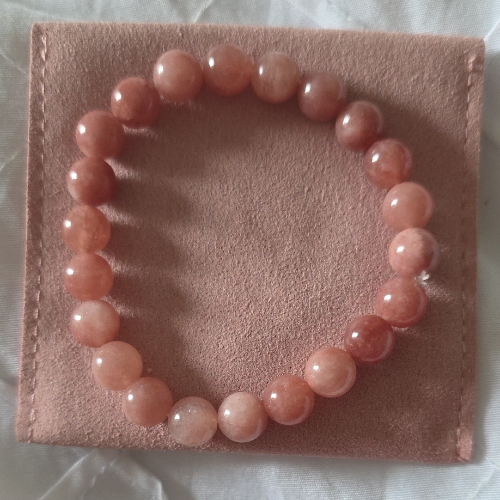 Peach Moonstone Beaded Bracelet